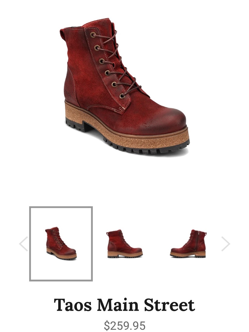 Taos Footwear Red Suede Lace-Up Platform Ankle Boots - Picture 6 of 6